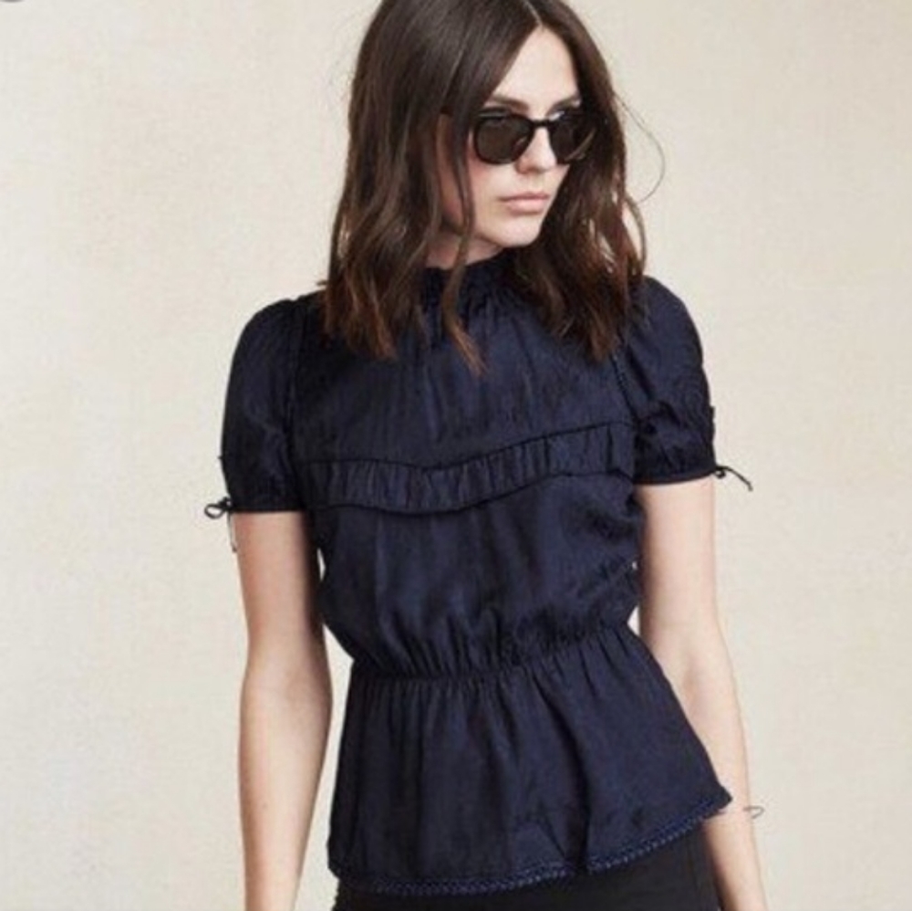 Reformation blue satin top